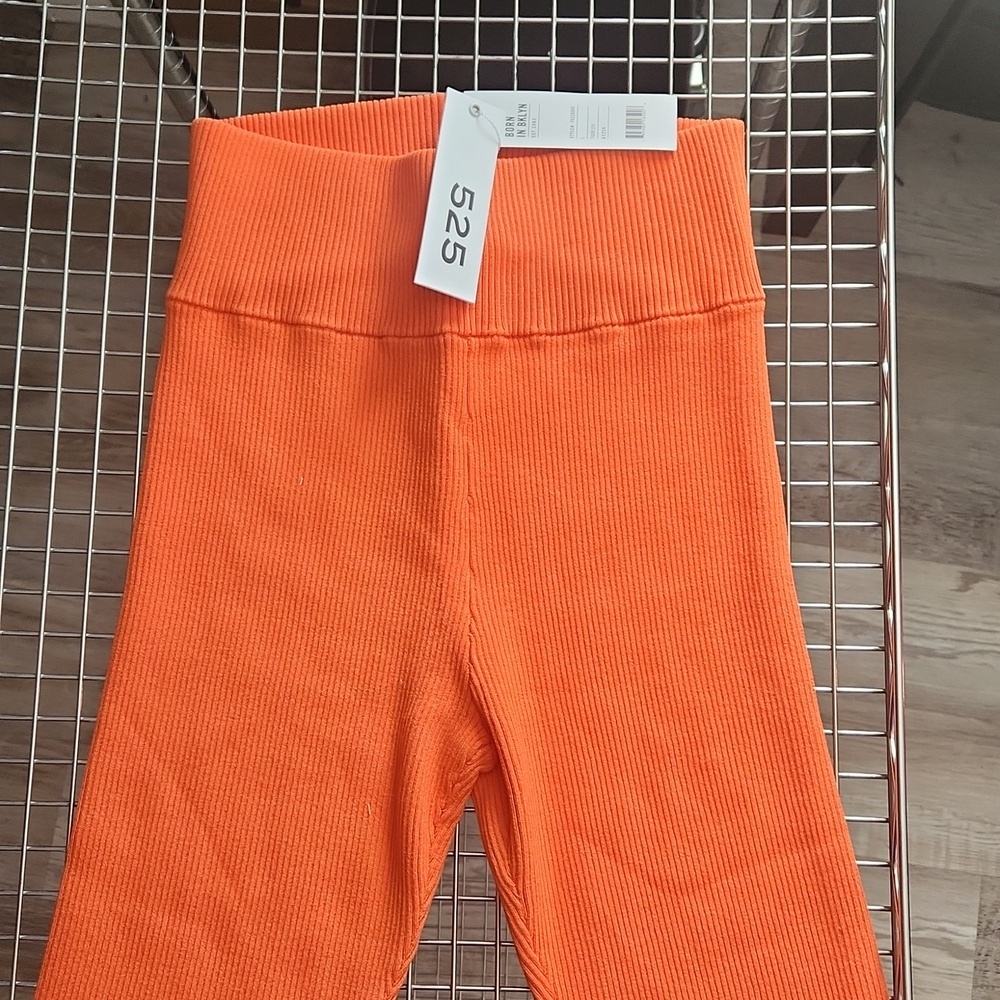 3-Nwt 525 America Ribbed Knit Tiger Lily High Waisted Biker Shorts